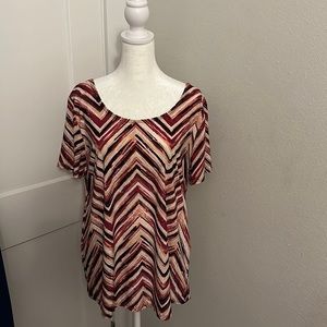 Pink, tan & black design top